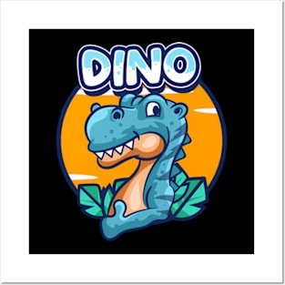 Cute Blue Dino Posters and Art